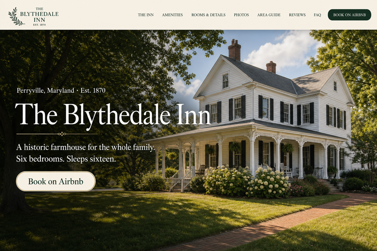 Screenshot of The Blythedale Inn website